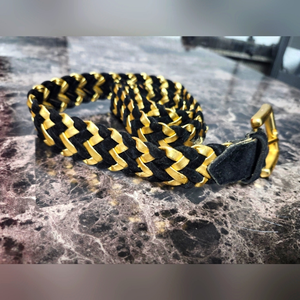 R.O.C. belt Large, black and gold woven